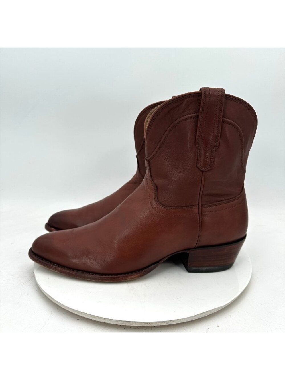 Tecovas Women 12B Men 11B Dark Brown Leather Mid Calf Pull On Western Boot